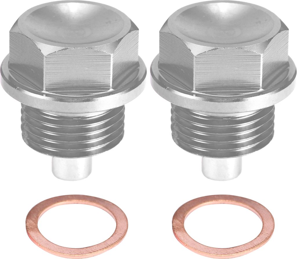 2 Sätze Ölablaßschraube M18x1,5 Magnetische Ölablassschraube Motorölwannen mit Dichtringe Silber