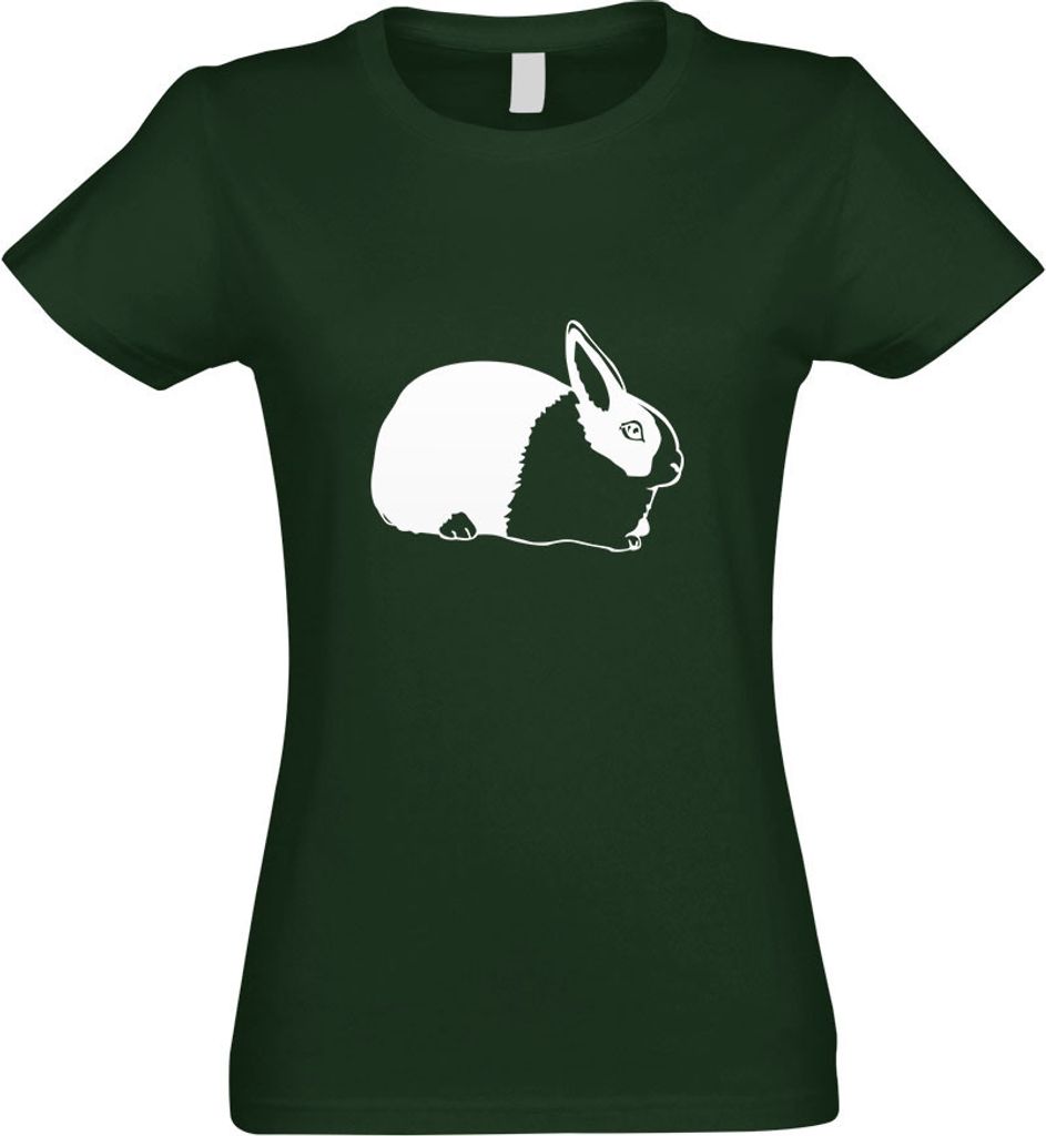 Kiwistar - T-Shirt tailliert - Damen - flaschengrün - Hasen Piktogramm - Häschen - mit Motiv Bedruckt - Funshirt Design - Sport - Freizeit - Dame...