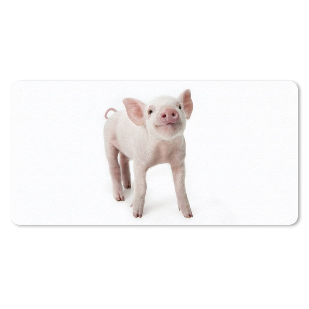 MuchoWow Schreibtischunterlage Schwein - Tiere - Weiß 80x40 cm - XXL Mauspad - Gaming Mauspad