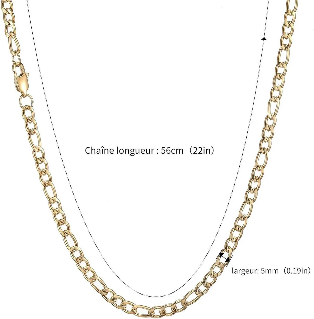 Collana Figaro da uomo in acciaio inossidabile argentato con catena a cordoncino 5 mm 45-90 cm - 4