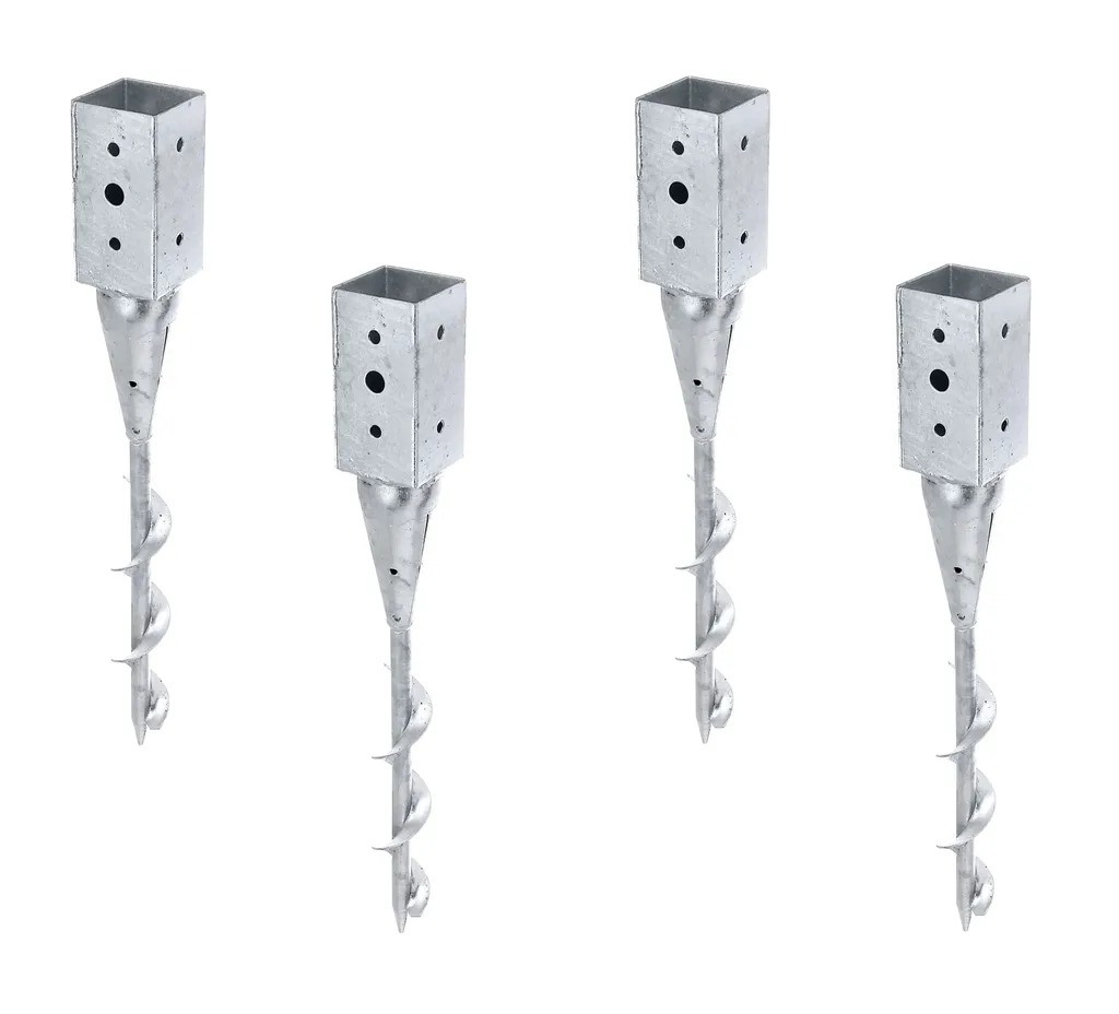 Support de poteau carré 71x71 mm : lot de 4 douilles de sol à visser
