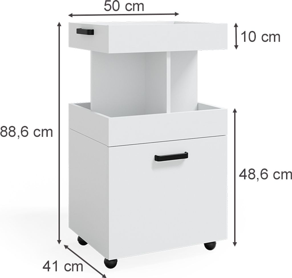 Vicco Pojemnik na rolkach Kamber, 50 x 89 cm, Biały Zdjęcie produktu 3