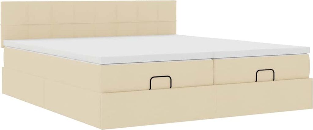 Ottoman-Bett mit Matratzen Creme 200x200 cm Stoff