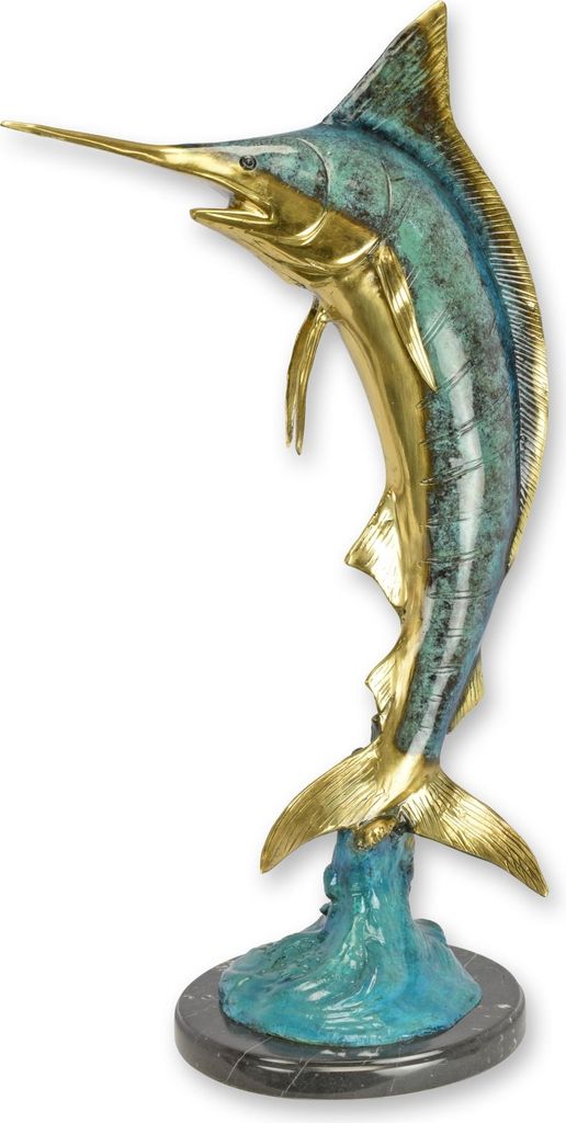 Bronzeskulptur eines Marlin Fisch Replikat Retro Design Dekoration