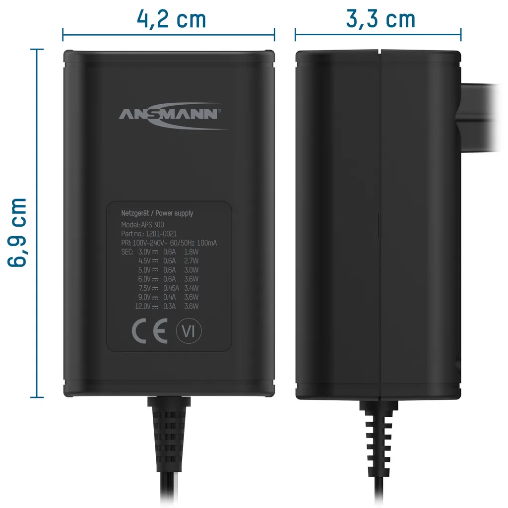 Adaptateur secteur 3-12VDC Ansmann 5111233 avec 7 embouts interchangeables - 7