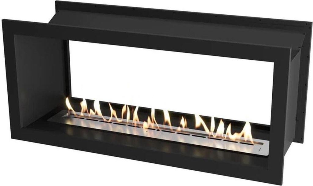 Icon Fires Slimline Ethanol Einbaukamin, Schwarz, H: 60 x B: 110 x T: 45 cm, Einstellbare Flammen, Brenndauer bis zu 8 Stunden, 5,4 kW