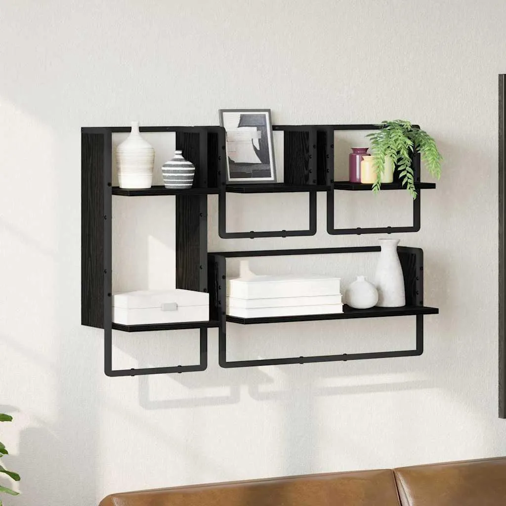 Set 4 Mensole da Muro SYFAX 65cm Rovere Nero | Arredo Casa Chic - 3