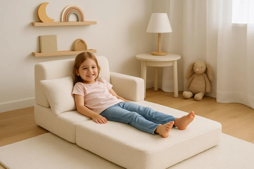 Canapé pour chambre d'enfant transformable en lit d'appoint avec briques