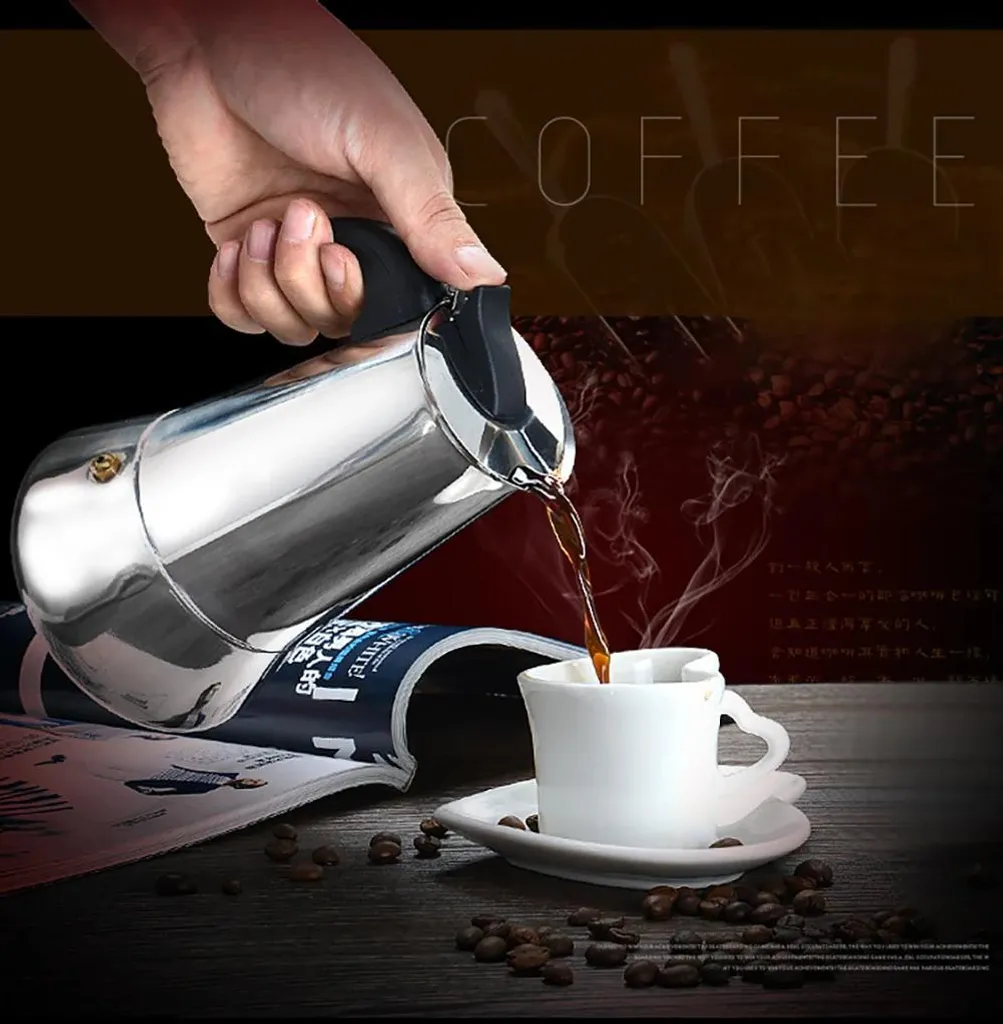 Cafetière expresso inox 200 ml durable - Design gris clair épuré