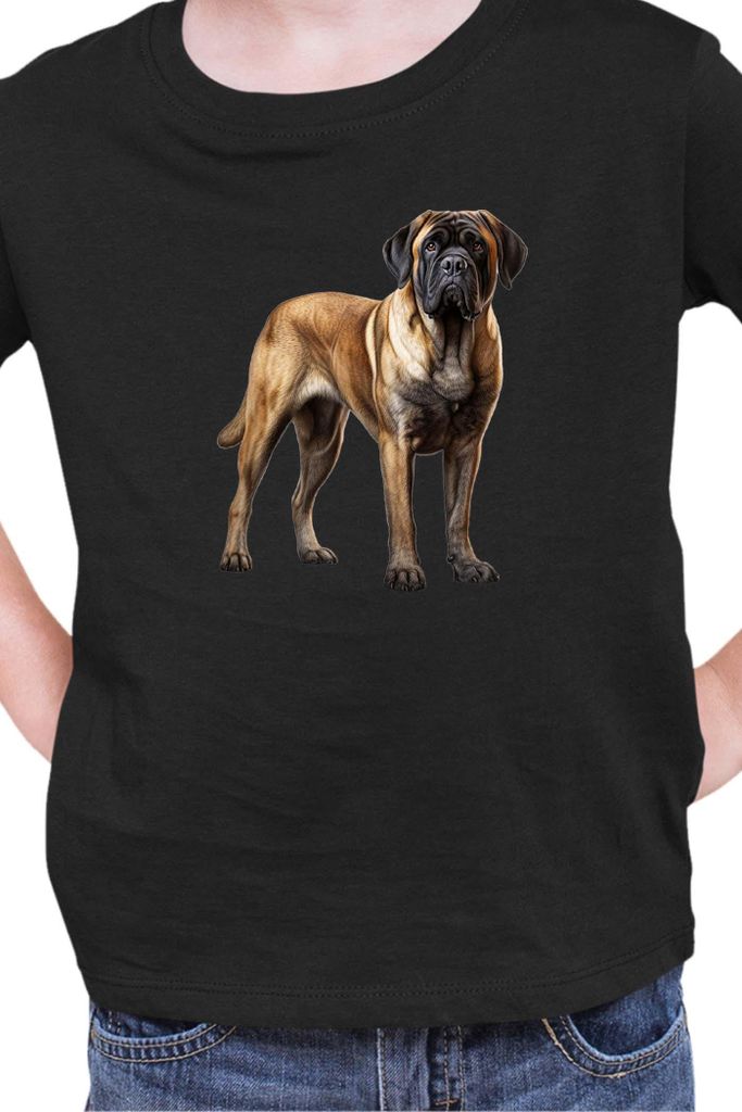 Kinder T-Shirt Dogs Breeds English Mastiff Dog Breed 005, 9-11 Jahr - 140 / Schwarz