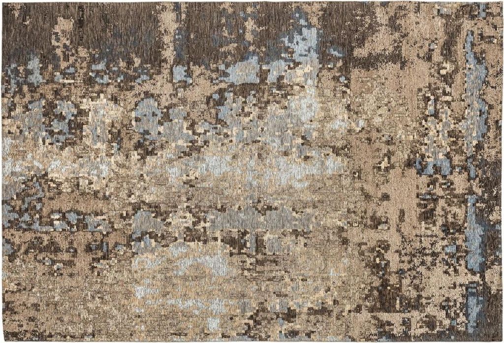 Casa Padrino Luxus Baumwoll Teppich Beige / Braun / Blau - Verschiedene Größen - Rechteckiger Wohnzimmer Teppich mit Relief Struktur - Luxus Koll...