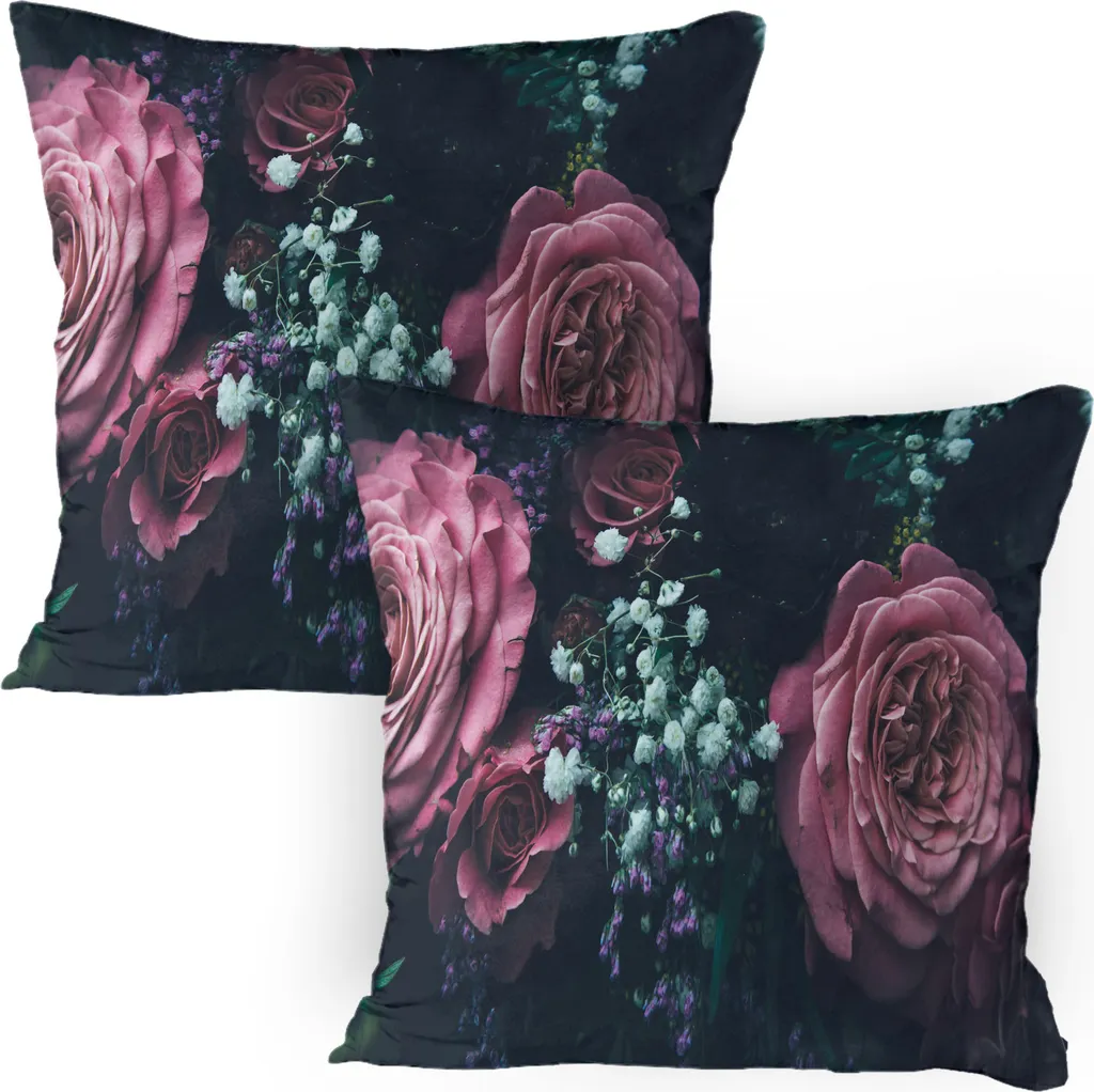 2 Federe Cuscini Grandi 80x80 ABAKUHAUS Rose Fiori di Campo