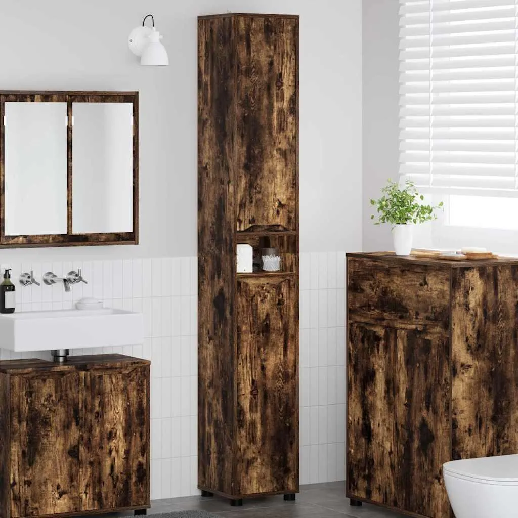 Mobile Bagno Colonna Rovere Fumé 30,5x30x195 cm | Arredo Salvaspazio