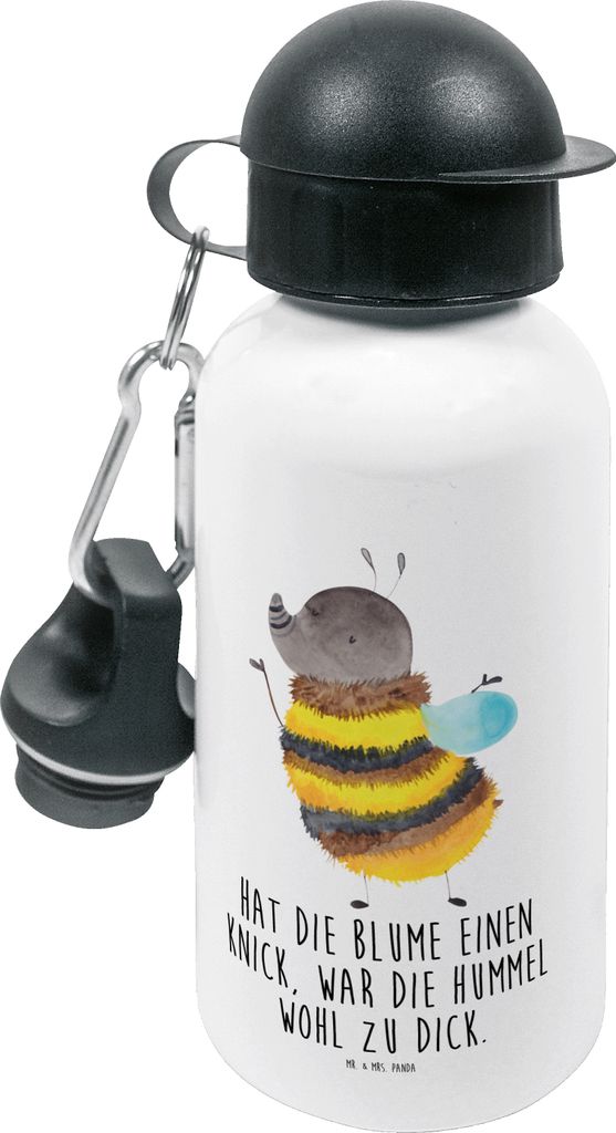 Mr. & Mrs. Panda Trinkflasche Hummel flauschig - Weiß - Geschenk, Wasserflasche, Biene, Blume, Lustige Sprüche, Kinder, Kita, Kindergarten, Sport...