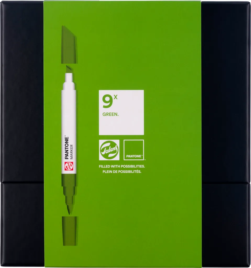 Marqueurs Pantone Professionnels Talens 9 Pointes Pinceaux Verts