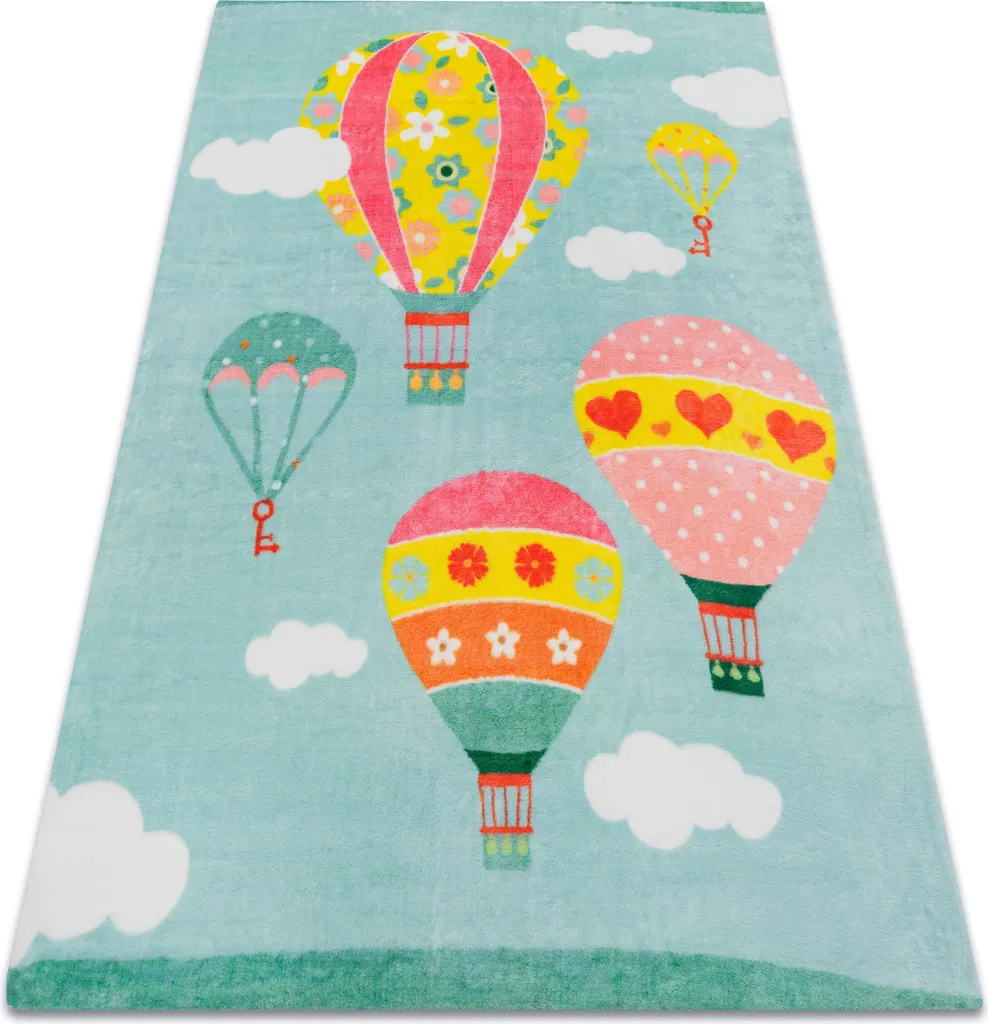 Tapis enfant rectangulaire à motifs nuages vert bleu 120x165 cm