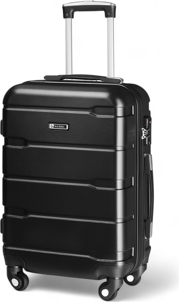 ALEOS. Handgepäckskoffer M 40x25x55cm Reisekoffer, Hartschalenkoffer, Schwarz, leicht, Hartschale, robust, Trolley, Handgepäck, 100% ABS+PC, TSA ...