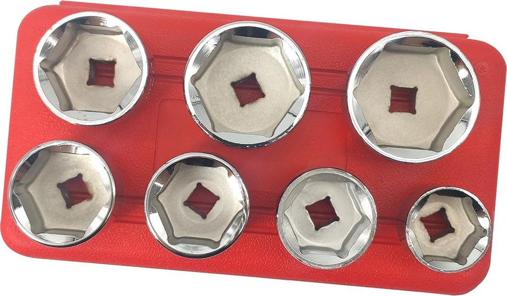 7-teiliges 3/8-Zoll-Ölfilterkappenschlüssel-Steckschlüssel-Set, Werkzeugsatz, 24, 27, 29, 30, 32, 36, 38 mm, Ersatz für Mercedes Benz VW BMW