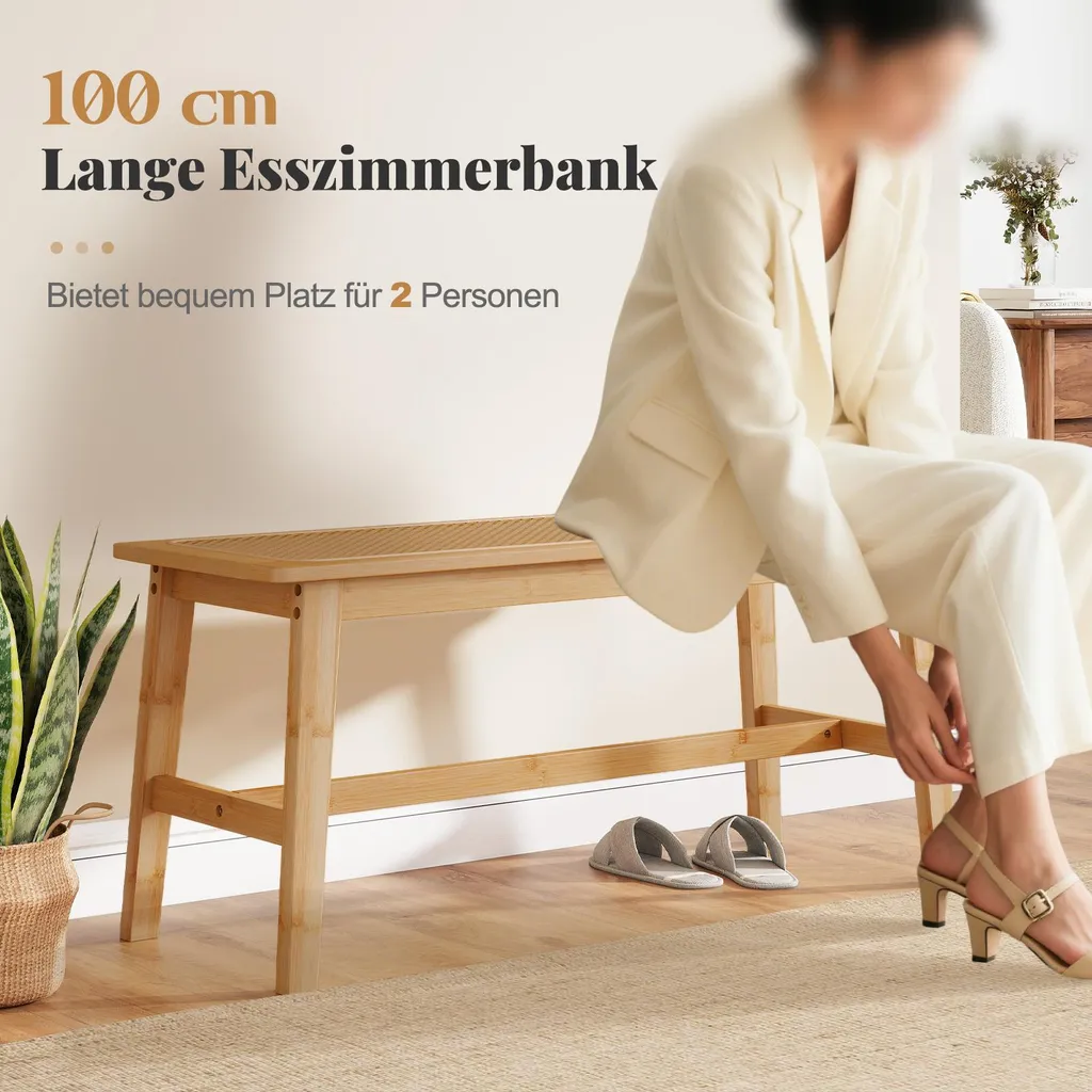 Banc Solide 300kg en Bambou - Solution Assise Compacte et Durable 100cm - 5