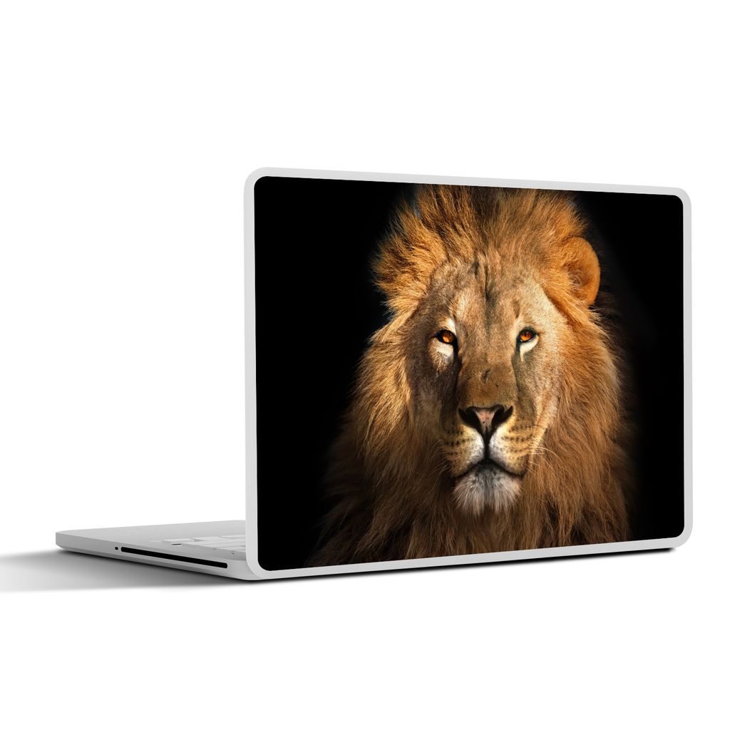 MuchoWow Laptop Aufkleber Sticker Cover Löwe - Tiere - Schwarz - Hell - Braun - Porträt 30x22 cm - Laptop-Sticker