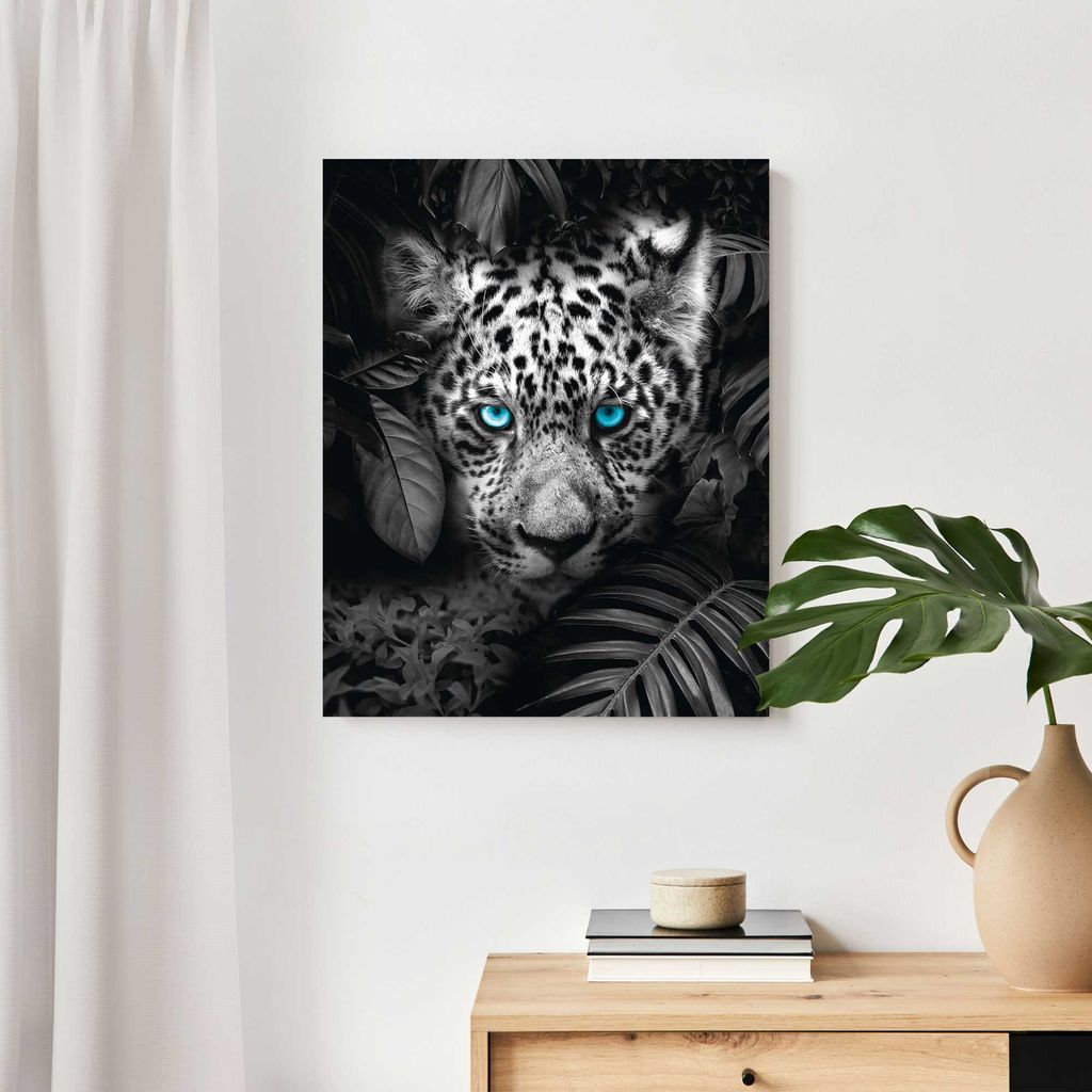 Leopard Panel Augen Deco Wandbild Blaue