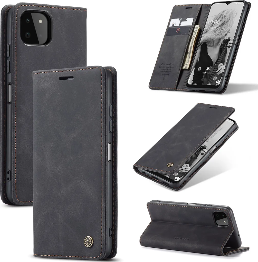 Cover Samsung Galaxy A22 5G Nero - Custodia Portafoglio Economica Stand