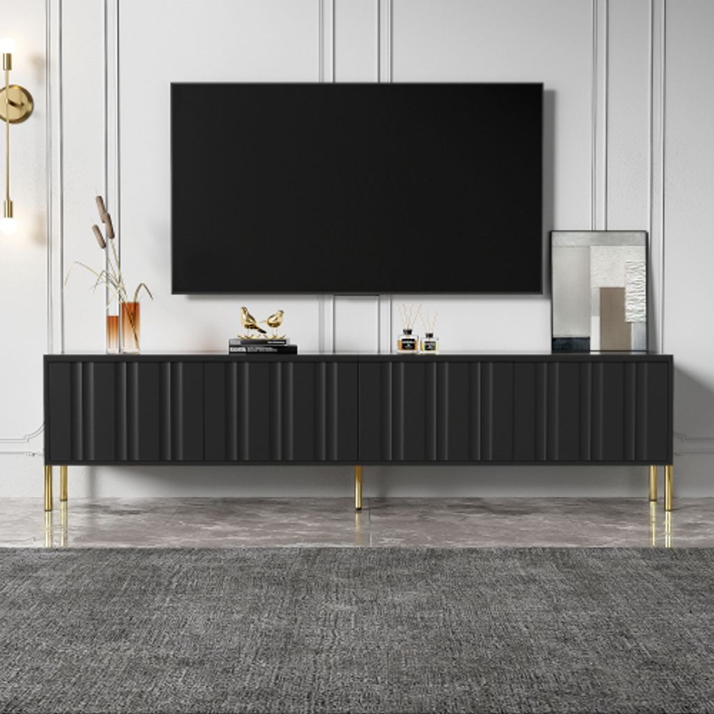 UnboxG TV-Schrank mit Schranktüren und Ablagefächern Fernsehschrank, TV Sideboard für Schlafzimmer, Wohnzimmer 190 cm(L) x 38 cm(W) x 48 cm(H)