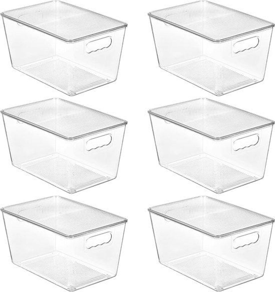 Famanu Aufbewahrungsboxen mit Deckel - Set von 6 stapelbaren Kunststoffboxen für die Küchenorganisation