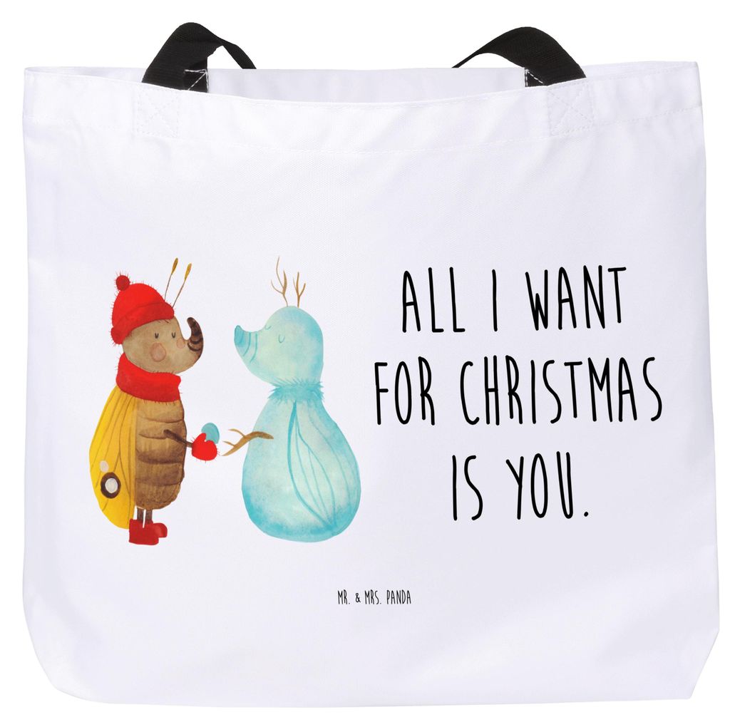Mr. & Mrs. Panda Tote Bag Nachtfalter Schneemann - Weiß - Geschenk, Weihnachten, Weihnachtsgruß, Tasche, Laptoptasche, Reisetasche, Winter, Schul...