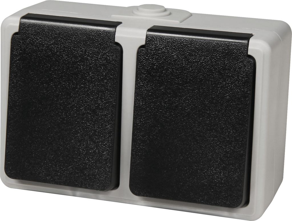 Feuchtraum-Doppel-Steckdose McPower "Taff", 250V/16A, IP44, Produktbild 