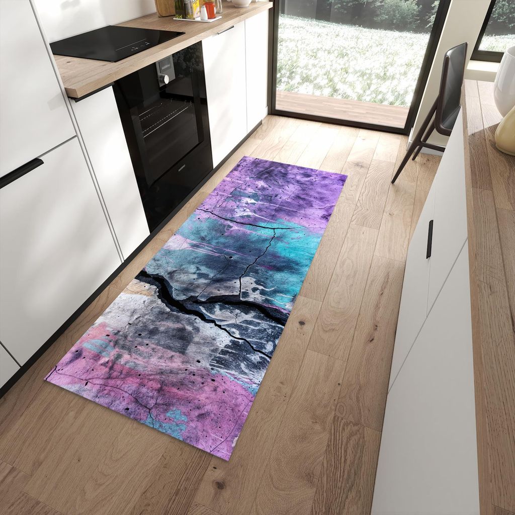 Küchenteppich 80x200cm rutschfest & abwischbar PVC Läufer - Graffiti Wand Kunst