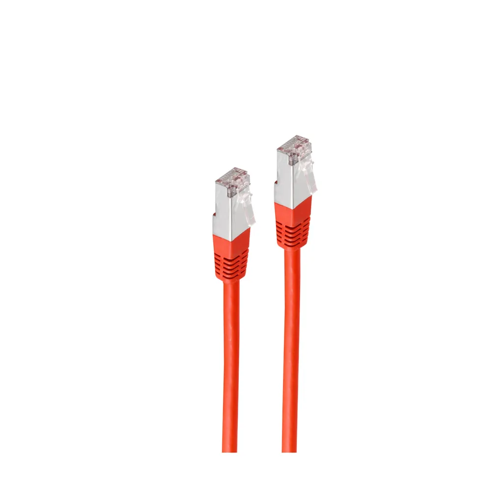 Câble Ethernet Cat 5e blindé 7.5m rouge contre les interférences réseau