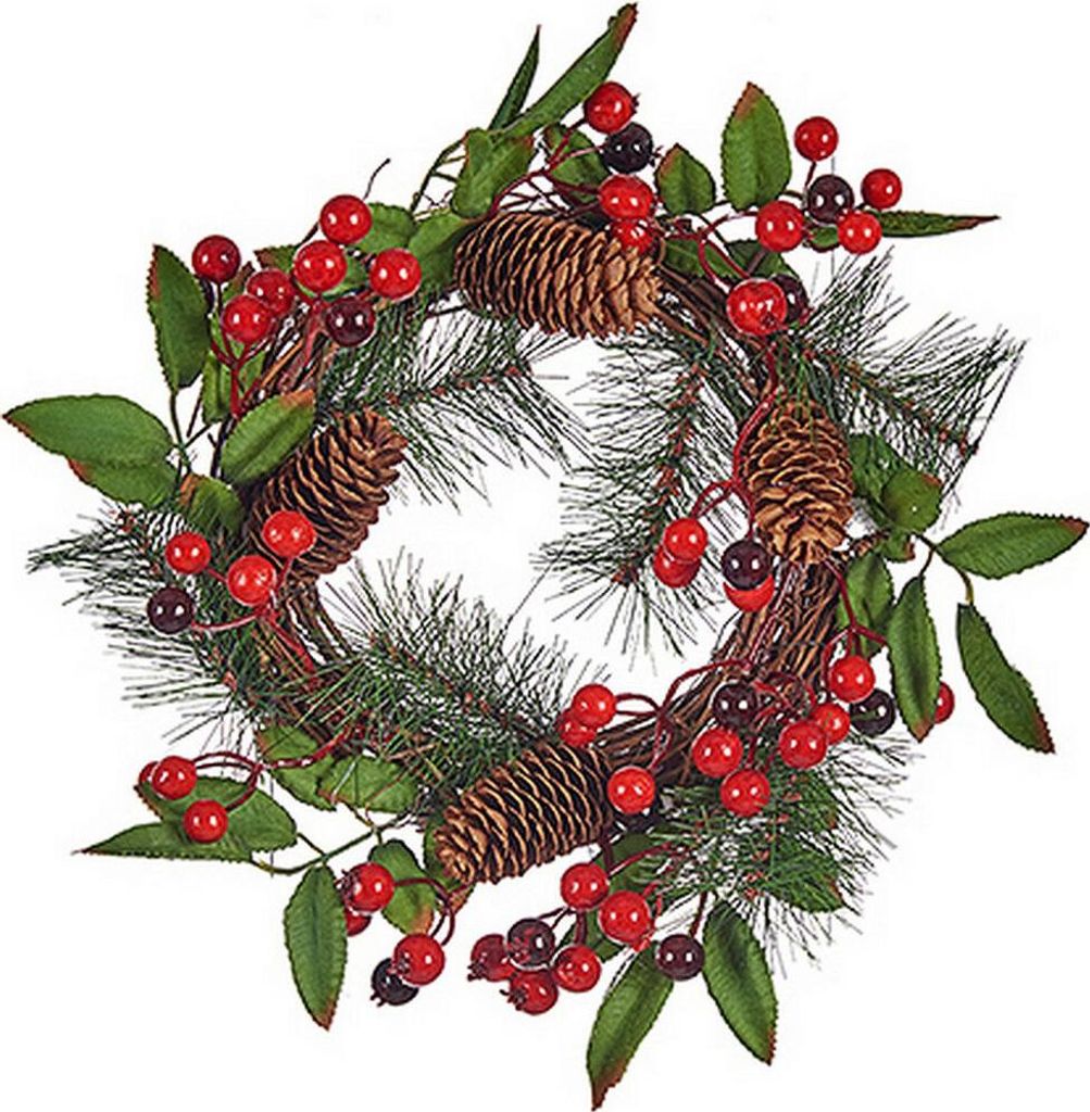 Krist+ Weihnachtskranz Braun Rot Grün Kunststoff 30 x 10 x 30 cm