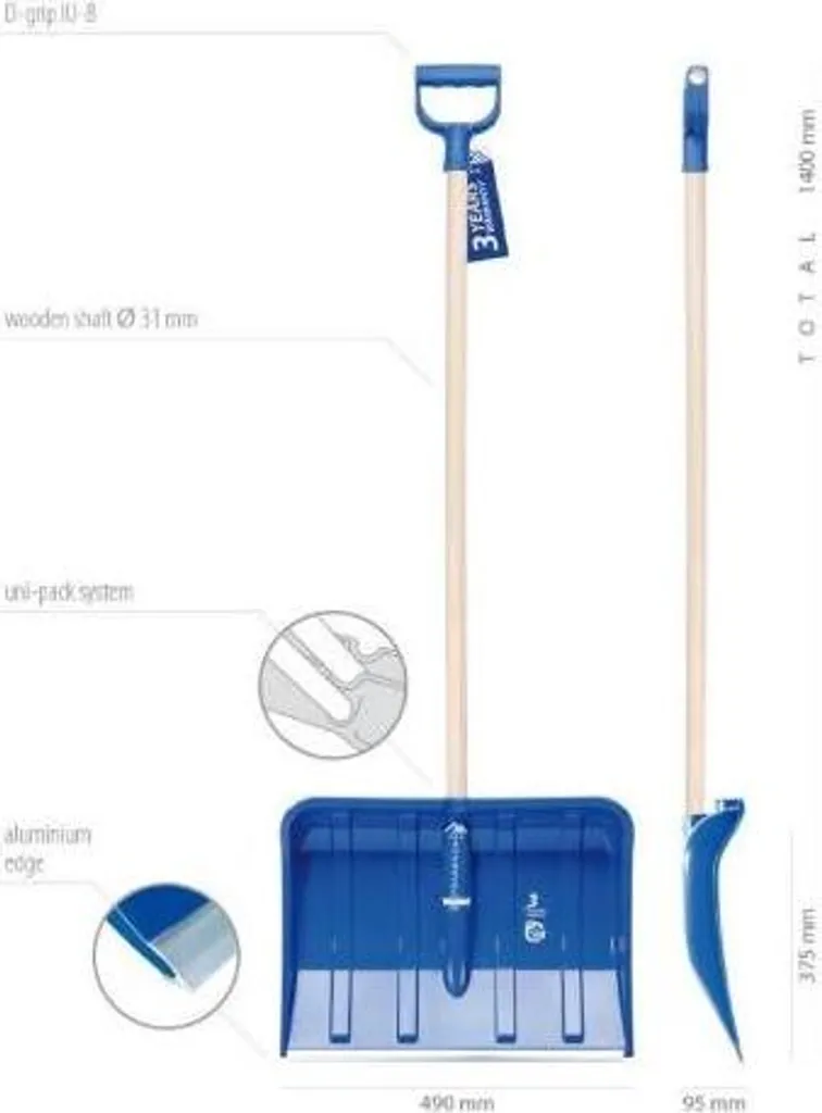 Pala da Neve PRADĚD Dimensioni 49x36 cm - Bordo Metallo Anti-Usura