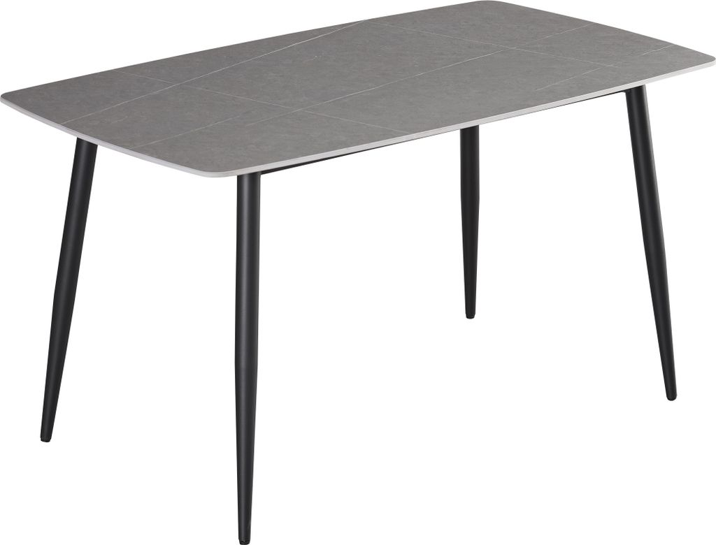 Esstisch Keramik grau 140 x 80 Vierfuß-Gestell schwarz MILANO