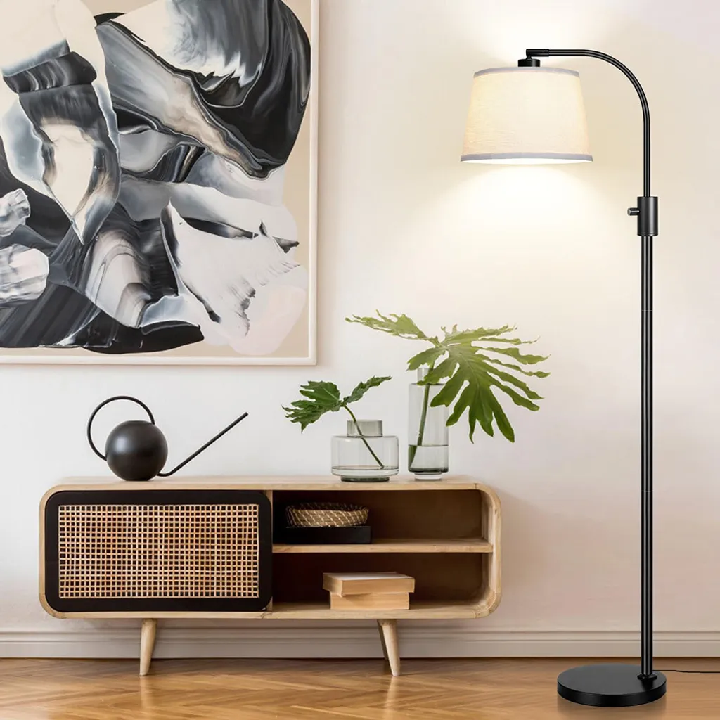 Éclairage Modulable sans Fatigue : Lampadaire LED Noir Arqué avec Pédale - 6