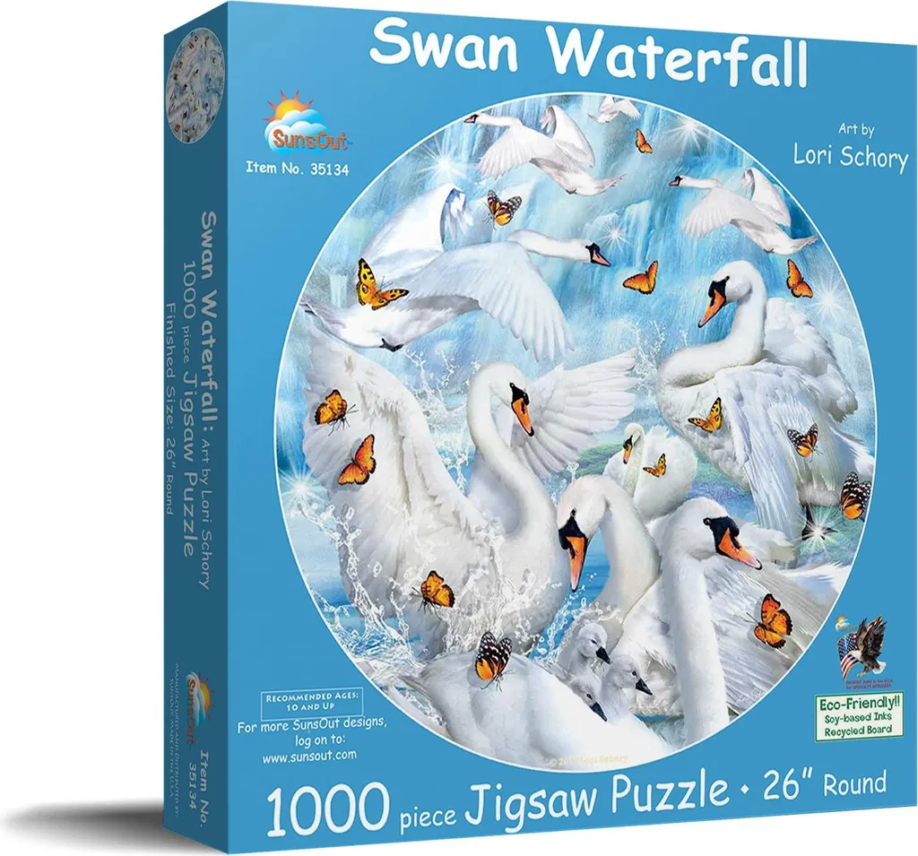 Puzzle 1000 pièces de qualité supérieure - Image nette Swan Waterfall - 2