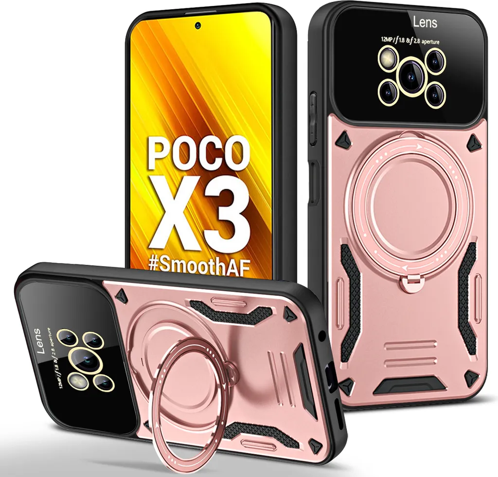 Cover Xiaomi Poco X3 NFC / X3 Pro Oro Rosa - Protezione Bumper Anello