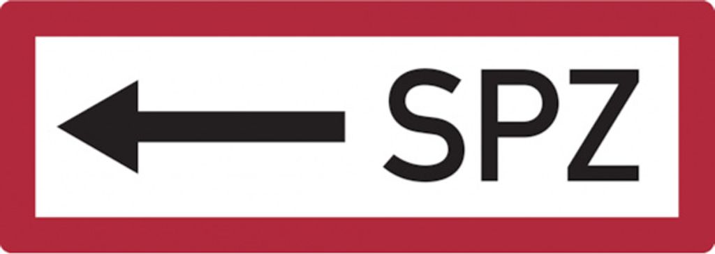 Dreifke Feuerwehrschild, SPZ (Sprinklerzentrale) mit Pfeil nach links - DIN ...