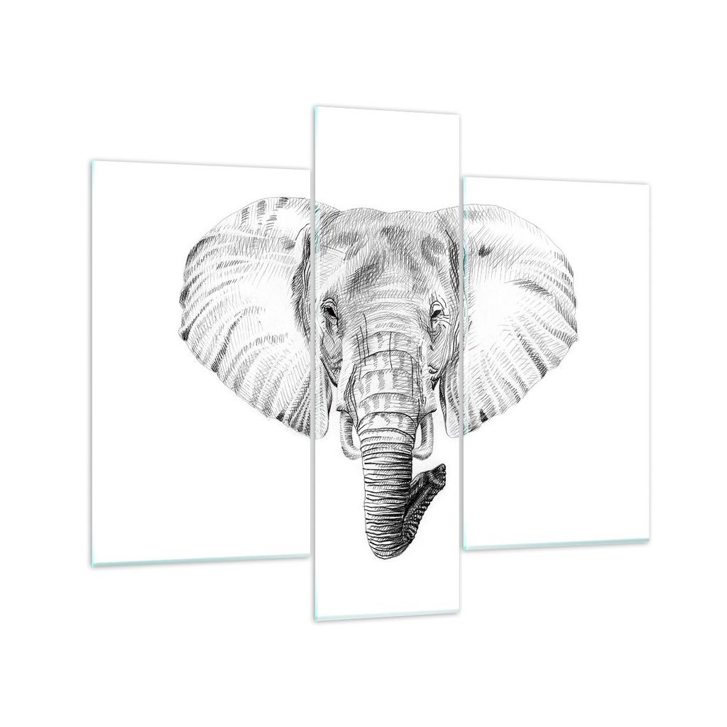 Bilder auf glas - Elefant Afrika Illustration Kinder - 95x80cm - Glasbilder - Wandbilder - Kunstdruck - zum Aufhängen bereit - Wanddekoration aus ...