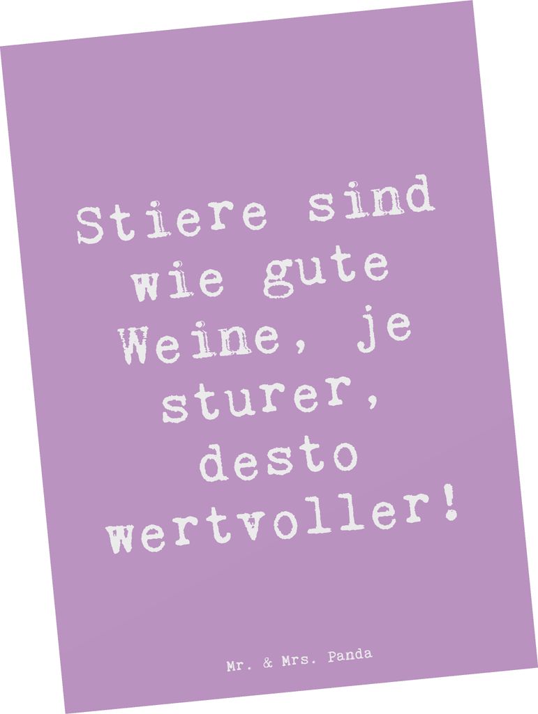 Mr. & Mrs. Panda Postkarte Spruch Sturer Stier - Lavendeltraum - Geschenk, Tierkreiszeichen, Geschenke Astrologie, Postkarten, Sternzeichen, Ansich...