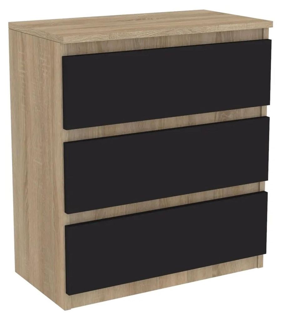 Komoda z dreva Sonoma, s zásuvkami, výška 70 cm, 3 zásuvky, Obrázok produktu 