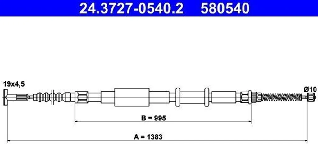 Câble de frein arrière haute résistance ATE 24.3727-0540.2 OE 60813055