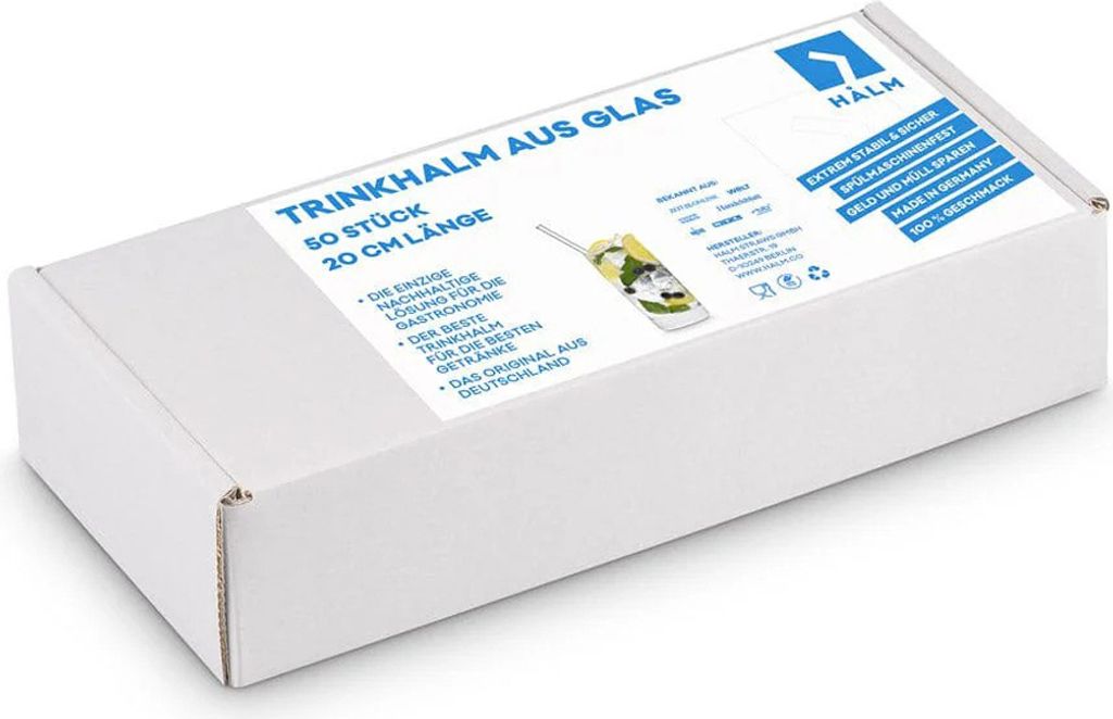 HALM Glasstrohhalm 50x20cm inklusive Profi Reinigungsbürste Produktbild 