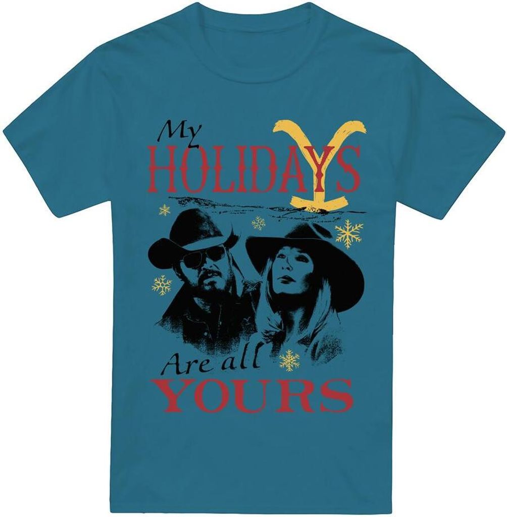 Yellowstone - "My Holidays Are All Yours" T-Shirt für Herren - weihnachtliches Design TV13423 (XXL) (Schiefer)