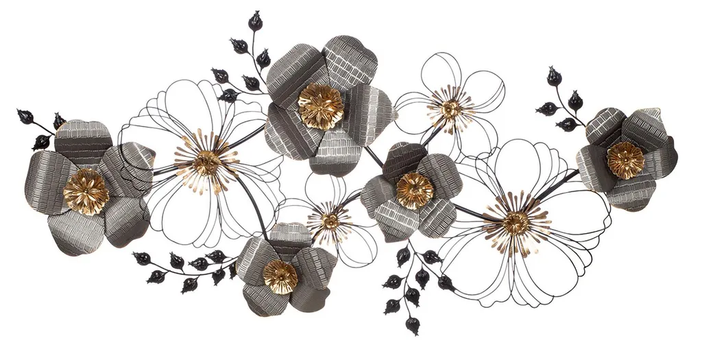 Gilde Wandrelief Blossom Décoration Murale Métal Anthracite 134cm 84262