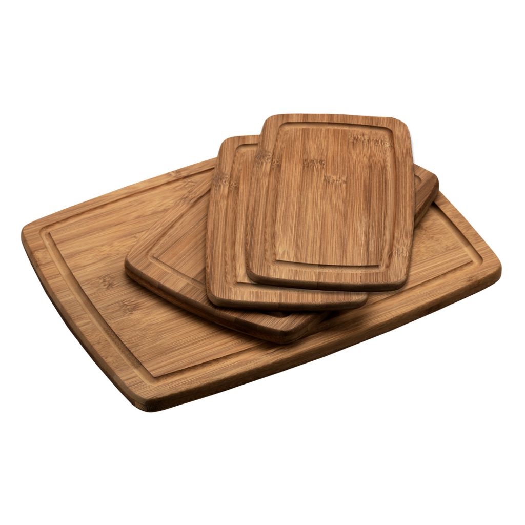 KESPER Schneidebrett-Set 4-tlg. Bambus dunkel – Saftrille – Produktbild 