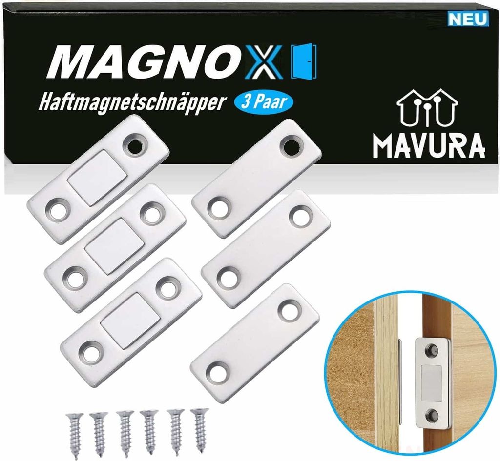 MAGNOX Magnetschnäpper Edelstahl Stark Tür Fenster Türmagnet, MAVURA, (Schnäpper Schnapper magnetisch), Magnetschnapper Möbelmagnet selbstkleb...
