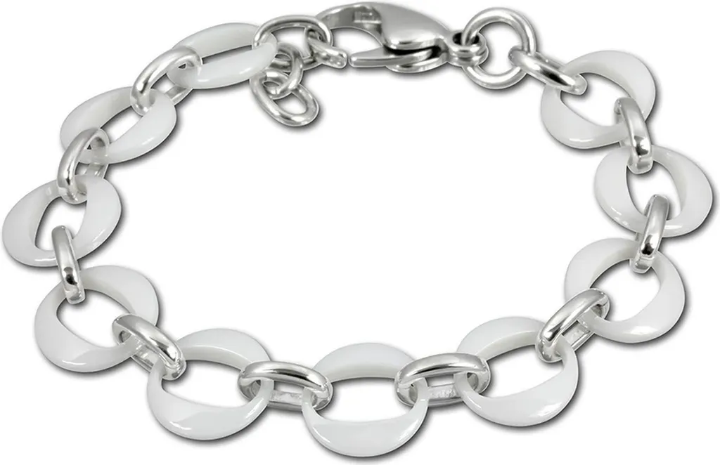 Amello bracciale donna anelli acciaio inox ceramica argento bianco gioielli D2ESAX02W