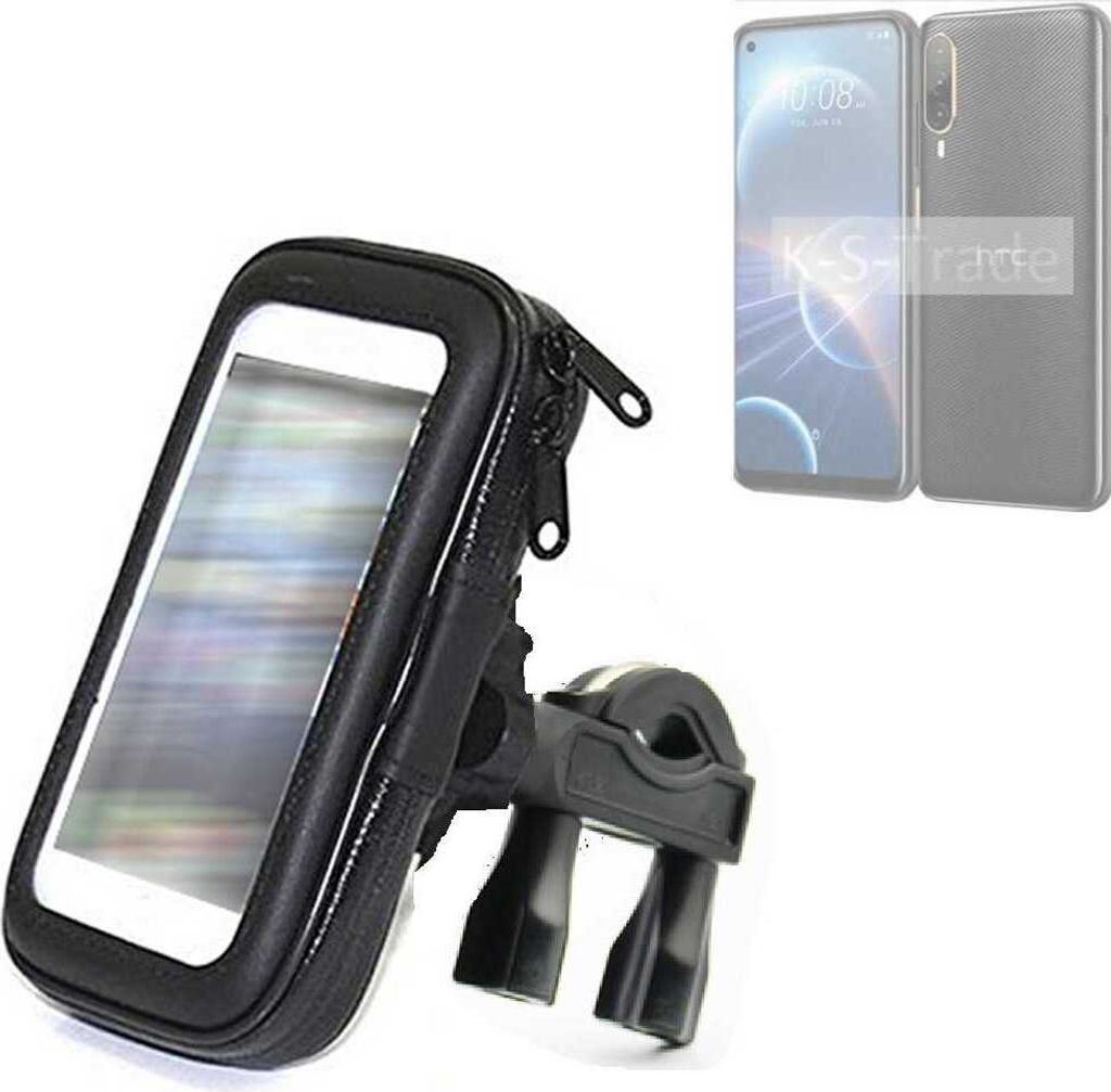 K-S-Trade Fahrrad-Halterung kompatibel mit HTC Desire 22 Pro Handy-Halterung Halter Lenkstange Fahrradhalterung Motorrad Bike Mount Wasserabweisend
